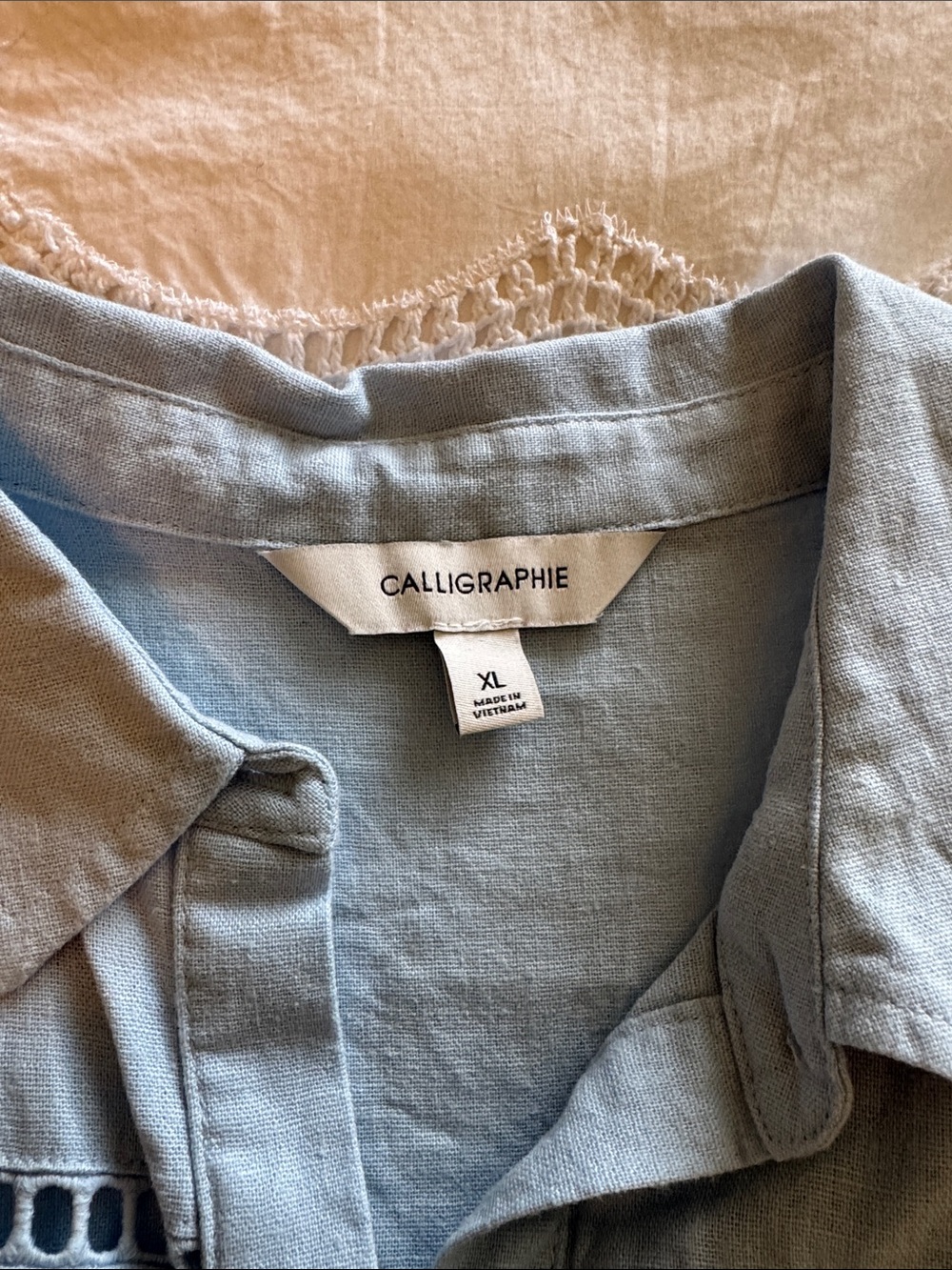 Calligraphie Women's Light Blue Linen Jacket - XL